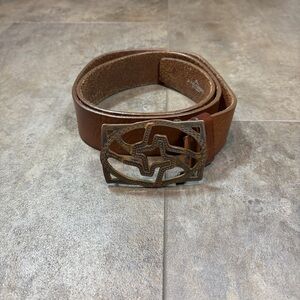 VTG J.Lindeberg Stockholm Studded Leather Sculptural Buckle Belt Made In Italy